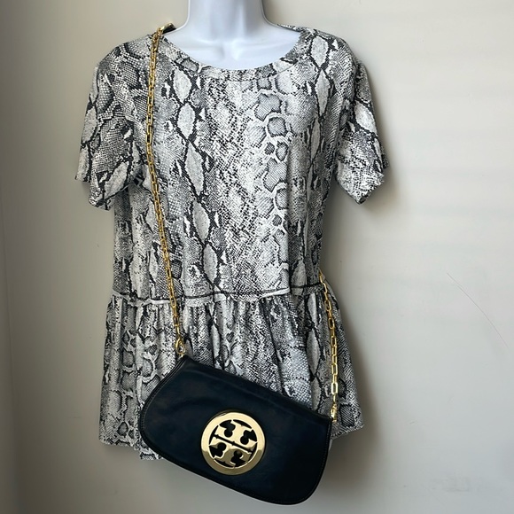 Tory Burch Reva Leather Clutch Black - Picture 1 of 11